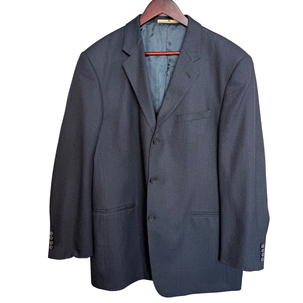 Joseph Abboud Nordstrom Blazer 42R Navy Blue Wool Silk Super 100s USA Made Sport